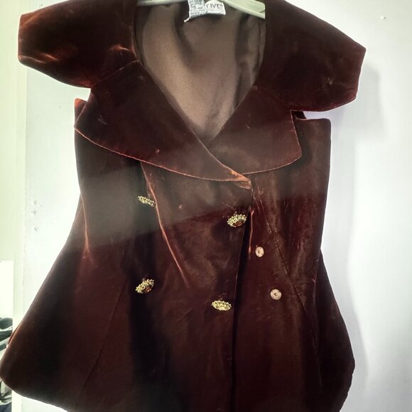 Vintage velvet burgandy button vest Size US 6 - Picture 1 of 3